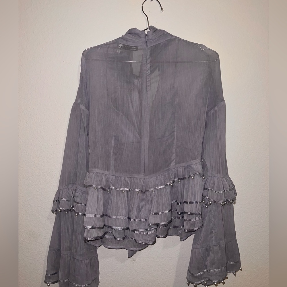 ASOS Luxe Pearl embellished chiffon blouse 💙🦋 - Picture 6 of 7
